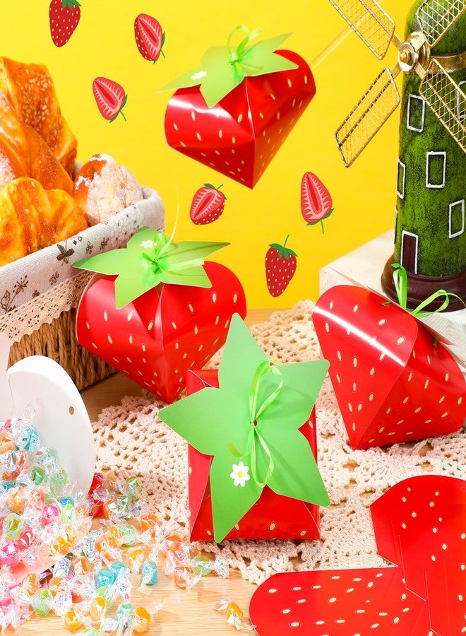 Fuyoooo 30 Pcs Strawberry Party Favor Treat Boxes Strawberry Birthday Party Gift Boxes for Girls Kids Sweet Fruit Candy Box with Ribbon for Birthday Decoration Baby Shower Supplies(Red) - Image 3